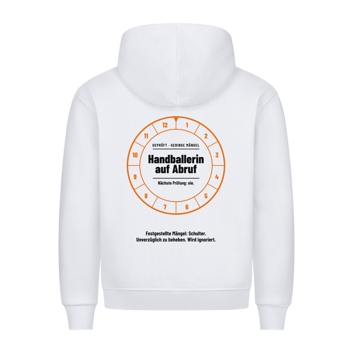 Handballerin – Prüfplakette – Hoodie in Weiß