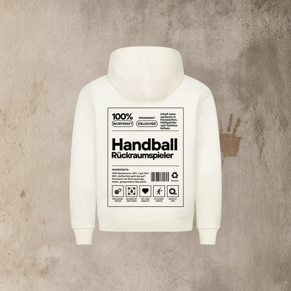 Unisex Hoodie - Label Handball Rückraumspieler