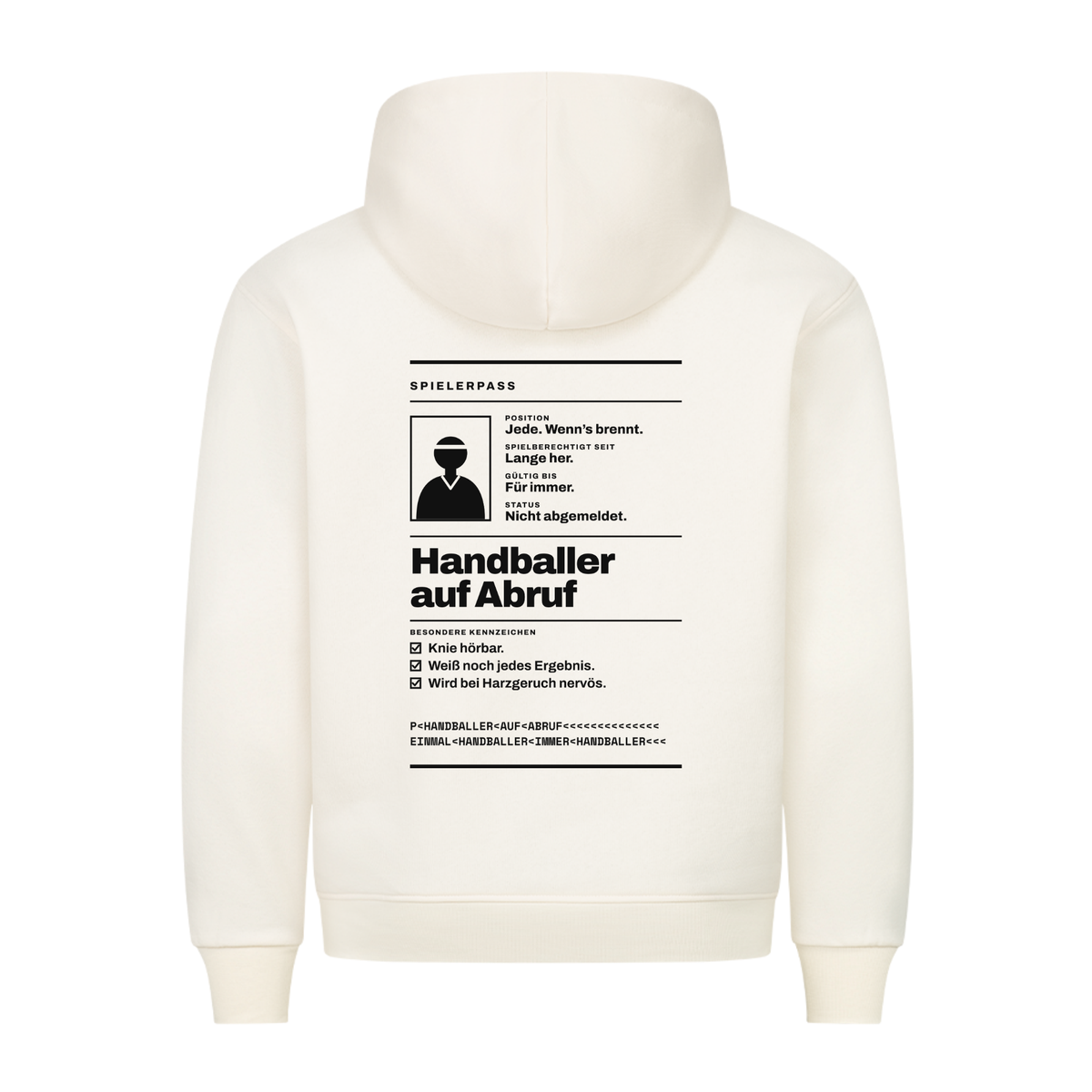 Handballer auf Abruf – Spielerpass – Hoodie in Natural Raw