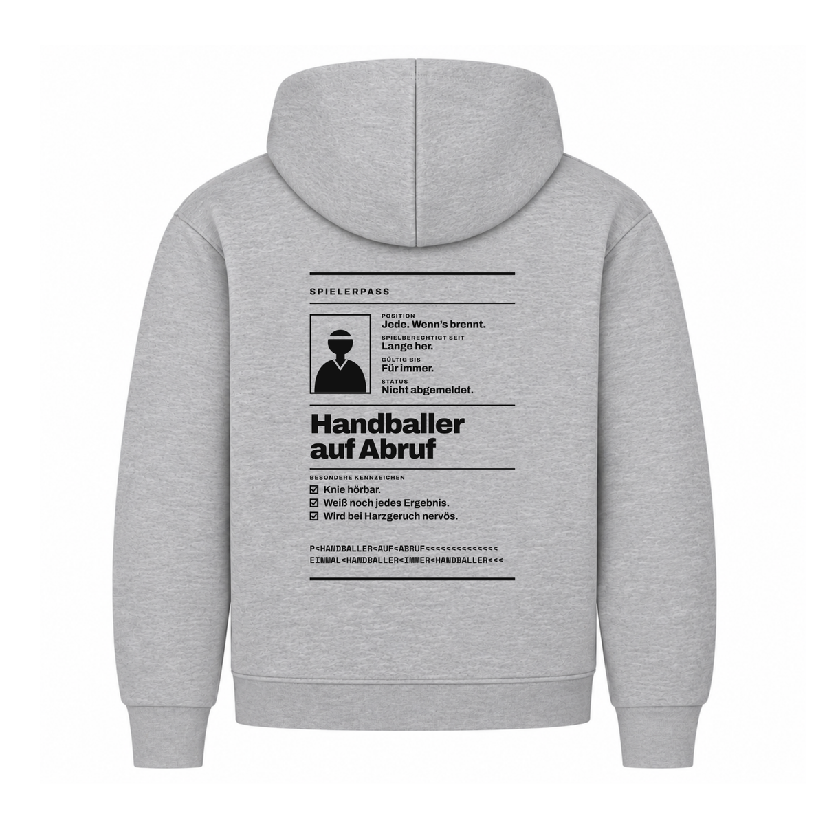 Handballer auf Abruf – Spielerpass – Hoodie in Grau