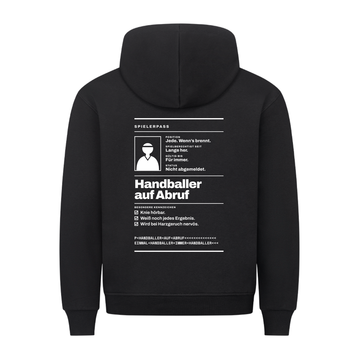 Handballer auf Abruf – Spielerpass – Hoodie in Schwarz