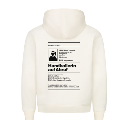 Handballerin auf Abruf – Spielerpass – Hoodie in Natural Raw