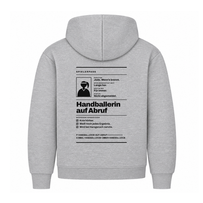 Handballerin auf Abruf – Spielerpass – Hoodie in Grau