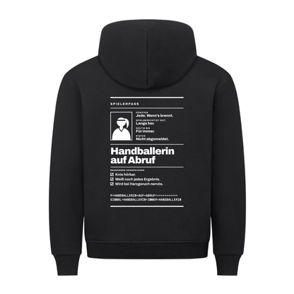 Handballerin auf Abruf – Spielerpass – Hoodie in Schwarz
